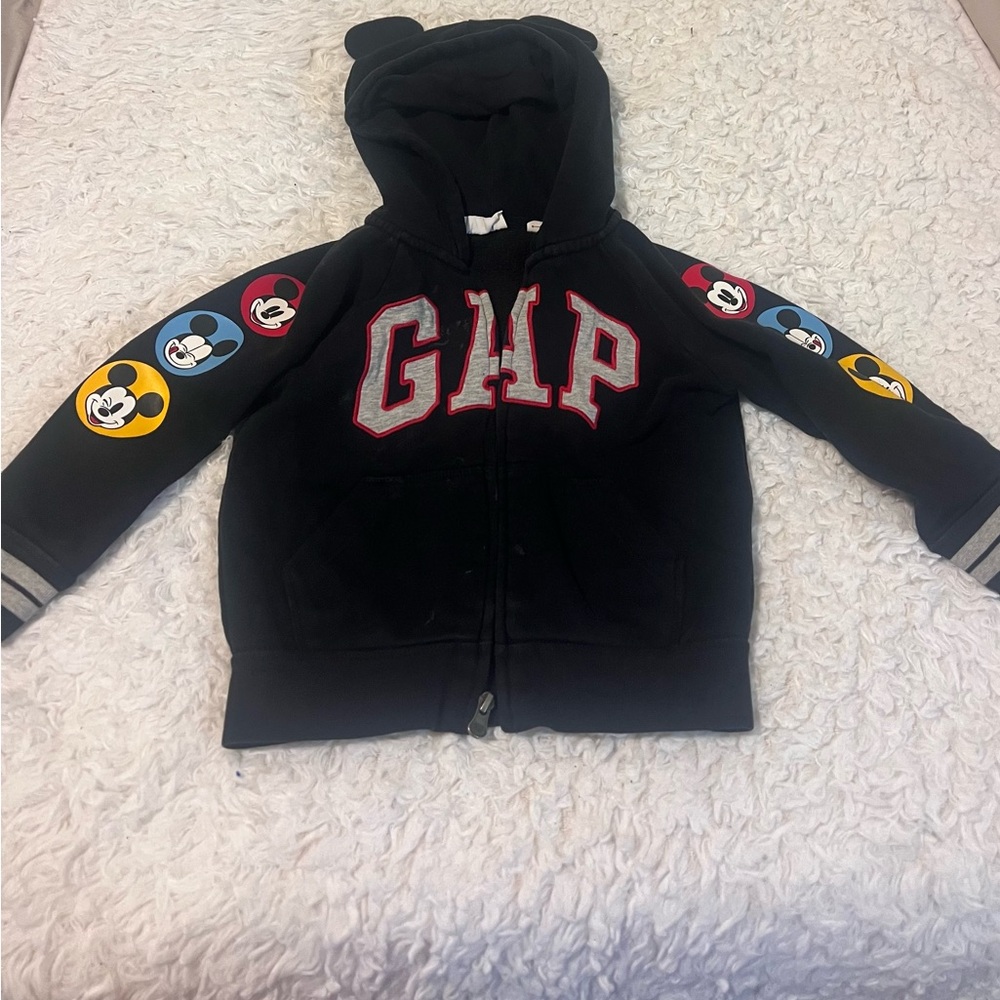 GAP Kids Black Mickey Mouse Zip Hoodie